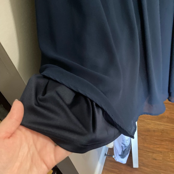 Knee length navy dress with lining - Picture 4 of 5